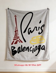 Balenciaga Paris Eiffel Tower BB Logo Flannel Sofa Throw Blanket BA148